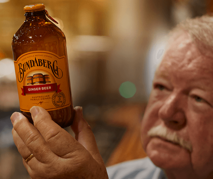 Bundaberg ginger beer showcased close up