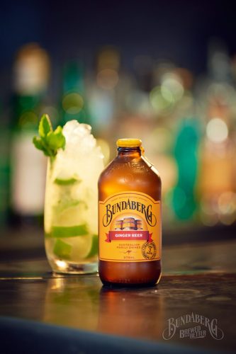 Mimic Mule Mocktail with Bundaberg Ginger Beer garnished with mint sprig
